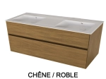 Meuble avec vasque Solid-Surface, finition bois ou couleurs, deux tiroirs à onglet, Largeur 120 et 140 cm, P. 45 cm, Hauteur 56 cm, Stock disponible, LIVRAISON OFFERTE